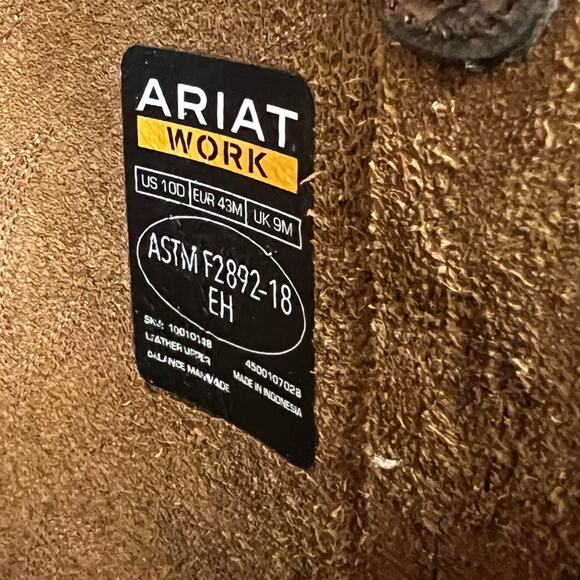 Ariat Round Toe ASTM F2892-18 EH Cowboy Western Leather Work Boots 10 D - Picture 6 of 10